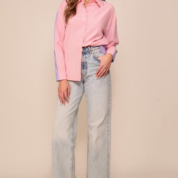 LUMIERE BACK & FORTH STRIPED BUTTON DOWN SHIRT - Picture 5 of 5